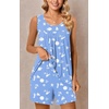 image:imagePOPYOUNG Pajama Set for Women Summer 2 Piece Lounge Shorts Sets Sleepwear  Womens Pajama Sets Cooling pijamas de mujer for Summer with Pockets Sleeveless Nightwear Outfits Pjs Shorts SetOcean Anchor