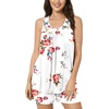 image:imagePOPYOUNG Pajama Set for Women Summer 2 Piece Lounge Shorts Sets Sleepwear  Womens Pajama Sets Cooling pijamas de mujer for Summer with Pockets Sleeveless Nightwear Outfits Pjs Shorts Set04floral White