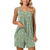 image:imagePOPYOUNG Pajama Set for Women Summer 2 Piece Lounge Shorts Sets Sleepwear  Womens Pajama Sets Cooling pijamas de mujer for Summer with Pockets Sleeveless Nightwear Outfits Pjs Shorts Set03floral Green