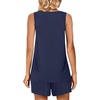 image:imagePOPYOUNG Pajama Set for Women Summer 2 Piece Lounge Shorts Sets Sleepwear  Womens Pajama Sets Cooling pijamas de mujer for Summer with Pockets Sleeveless Nightwear Outfits Pjs Shorts SetNavy