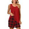 image:imagePOPYOUNG Pajama Set for Women Summer 2 Piece Lounge Shorts Sets Sleepwear  Womens Pajama Sets Cooling pijamas de mujer for Summer with Pockets Sleeveless Nightwear Outfits Pjs Shorts SetRed  Red Plaid 02