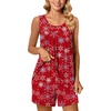 image:imagePOPYOUNG Pajama Set for Women Summer 2 Piece Lounge Shorts Sets Sleepwear  Womens Pajama Sets Cooling pijamas de mujer for Summer with Pockets Sleeveless Nightwear Outfits Pjs Shorts SetChristmas Snow Red