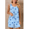 image:imagePOPYOUNG Pajama Set for Women Summer 2 Piece Lounge Shorts Sets Sleepwear  Womens Pajama Sets Cooling pijamas de mujer for Summer with Pockets Sleeveless Nightwear Outfits Pjs Shorts Set08blue Stars Moon