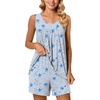 image:imagePOPYOUNG Pajama Set for Women Summer 2 Piece Lounge Shorts Sets Sleepwear  Womens Pajama Sets Cooling pijamas de mujer for Summer with Pockets Sleeveless Nightwear Outfits Pjs Shorts SetGrey Stars Moon