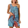 image:imagePOPYOUNG Pajama Set for Women Summer 2 Piece Lounge Shorts Sets Sleepwear  Womens Pajama Sets Cooling pijamas de mujer for Summer with Pockets Sleeveless Nightwear Outfits Pjs Shorts SetFl Mixed Blue