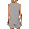 image:imagePOPYOUNG Pajama Set for Women Summer 2 Piece Lounge Shorts Sets Sleepwear  Womens Pajama Sets Cooling pijamas de mujer for Summer with Pockets Sleeveless Nightwear Outfits Pjs Shorts SetGrey