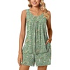 image:imagePOPYOUNG Pajama Set for Women Summer 2 Piece Lounge Shorts Sets Sleepwear  Womens Pajama Sets Cooling pijamas de mujer for Summer with Pockets Sleeveless Nightwear Outfits Pjs Shorts Set03floral Green