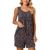image:imagePOPYOUNG Pajama Set for Women Summer 2 Piece Lounge Shorts Sets Sleepwear  Womens Pajama Sets Cooling pijamas de mujer for Summer with Pockets Sleeveless Nightwear Outfits Pjs Shorts SetLittle Flower Bk