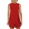 image:imagePOPYOUNG Pajama Set for Women Summer 2 Piece Lounge Shorts Sets Sleepwear  Womens Pajama Sets Cooling pijamas de mujer for Summer with Pockets Sleeveless Nightwear Outfits Pjs Shorts SetRed