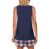image:imagePOPYOUNG Pajama Set for Women Summer 2 Piece Lounge Shorts Sets Sleepwear  Womens Pajama Sets Cooling pijamas de mujer for Summer with Pockets Sleeveless Nightwear Outfits Pjs Shorts SetNavy  Red Blue Plaid