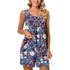 image:imagePOPYOUNG Pajama Set for Women Summer 2 Piece Lounge Shorts Sets Sleepwear  Womens Pajama Sets Cooling pijamas de mujer for Summer with Pockets Sleeveless Nightwear Outfits Pjs Shorts SetBlue Mixed Flowers