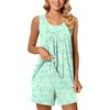 image:imagePOPYOUNG Pajama Set for Women Summer 2 Piece Lounge Shorts Sets Sleepwear  Womens Pajama Sets Cooling pijamas de mujer for Summer with Pockets Sleeveless Nightwear Outfits Pjs Shorts Set01colorful Green Butterfly