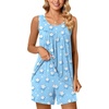 image:imagePOPYOUNG Pajama Set for Women Summer 2 Piece Lounge Shorts Sets Sleepwear  Womens Pajama Sets Cooling pijamas de mujer for Summer with Pockets Sleeveless Nightwear Outfits Pjs Shorts SetLight Blue Stars