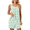image:imagePOPYOUNG Pajama Set for Women Summer 2 Piece Lounge Shorts Sets Sleepwear  Womens Pajama Sets Cooling pijamas de mujer for Summer with Pockets Sleeveless Nightwear Outfits Pjs Shorts SetLight Green Fruit