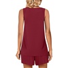 image:imagePOPYOUNG Pajama Set for Women Summer 2 Piece Lounge Shorts Sets Sleepwear  Womens Pajama Sets Cooling pijamas de mujer for Summer with Pockets Sleeveless Nightwear Outfits Pjs Shorts SetWine Red