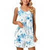 image:imagePOPYOUNG Pajama Set for Women Summer 2 Piece Lounge Shorts Sets Sleepwear  Womens Pajama Sets Cooling pijamas de mujer for Summer with Pockets Sleeveless Nightwear Outfits Pjs Shorts SetLight Blue Floral