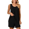 image:imagePOPYOUNG Pajama Set for Women Summer 2 Piece Lounge Shorts Sets Sleepwear  Womens Pajama Sets Cooling pijamas de mujer for Summer with Pockets Sleeveless Nightwear Outfits Pjs Shorts SetBlack
