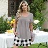 image:imagePOPYOUNG Pajama for Women Set Summer Pjs Lounge Shorts Sets Soft Sleepwear  2 Piece Outfits Womens Set Cooling pajamas with Pockets Lounge sets Casual for Daily Wear NightwearGrey  Black White Plaid 02