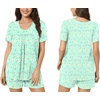 image:imagePOPYOUNG Pajama for Women Set Summer Pjs Lounge Shorts Sets Soft Sleepwear  2 Piece Outfits Womens Set Cooling pajamas with Pockets Lounge sets Casual for Daily Wear Nightwear3green Butterfly