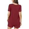 image:imagePOPYOUNG Pajama for Women Set Summer Pjs Lounge Shorts Sets Soft Sleepwear  2 Piece Outfits Womens Set Cooling pajamas with Pockets Lounge sets Casual for Daily Wear NightwearWine Red