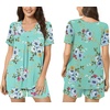 image:imagePOPYOUNG Pajama for Women Set Summer Pjs Lounge Shorts Sets Soft Sleepwear  2 Piece Outfits Womens Set Cooling pajamas with Pockets Lounge sets Casual for Daily Wear NightwearMint Green