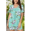 image:imagePOPYOUNG Pajama for Women Set Summer Pjs Lounge Shorts Sets Soft Sleepwear  2 Piece Outfits Womens Set Cooling pajamas with Pockets Lounge sets Casual for Daily Wear NightwearMint Green