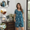image:imagePOPYOUNG Pajama for Women Set Summer Pjs Lounge Shorts Sets Soft Sleepwear  2 Piece Outfits Womens Set Cooling pajamas with Pockets Lounge sets Casual for Daily Wear NightwearFloral Wine Red