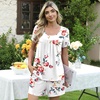image:imagePOPYOUNG Pajama for Women Set Summer Pjs Lounge Shorts Sets Soft Sleepwear  2 Piece Outfits Womens Set Cooling pajamas with Pockets Lounge sets Casual for Daily Wear Nightwear6floral White