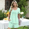 image:imagePOPYOUNG Pajama for Women Set Summer Pjs Lounge Shorts Sets Soft Sleepwear  2 Piece Outfits Womens Set Cooling pajamas with Pockets Lounge sets Casual for Daily Wear Nightwear3green Butterfly