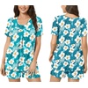 image:imagePOPYOUNG Pajama for Women Set Summer Pjs Lounge Shorts Sets Soft Sleepwear  2 Piece Outfits Womens Set Cooling pajamas with Pockets Lounge sets Casual for Daily Wear NightwearBluewhite Freesias