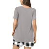 image:imagePOPYOUNG Pajama for Women Set Summer Pjs Lounge Shorts Sets Soft Sleepwear  2 Piece Outfits Womens Set Cooling pajamas with Pockets Lounge sets Casual for Daily Wear NightwearGrey  Black White Plaid 02
