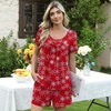 image:imagePOPYOUNG Pajama for Women Set Summer Pjs Lounge Shorts Sets Soft Sleepwear  2 Piece Outfits Womens Set Cooling pajamas with Pockets Lounge sets Casual for Daily Wear NightwearChristmas Snow Red