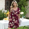 image:imagePOPYOUNG Pajama for Women Set Summer Pjs Lounge Shorts Sets Soft Sleepwear  2 Piece Outfits Womens Set Cooling pajamas with Pockets Lounge sets Casual for Daily Wear NightwearFloral Wine Red