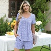 image:imagePOPYOUNG Pajama for Women Set Summer Pjs Lounge Shorts Sets Soft Sleepwear  2 Piece Outfits Womens Set Cooling pajamas with Pockets Lounge sets Casual for Daily Wear Nightwear5spotted Purple