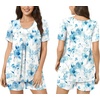 image:imagePOPYOUNG Pajama for Women Set Summer Pjs Lounge Shorts Sets Soft Sleepwear  2 Piece Outfits Womens Set Cooling pajamas with Pockets Lounge sets Casual for Daily Wear NightwearLight Blue Floral