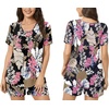 image:imagePOPYOUNG Pajama for Women Set Summer Pjs Lounge Shorts Sets Soft Sleepwear  2 Piece Outfits Womens Set Cooling pajamas with Pockets Lounge sets Casual for Daily Wear NightwearBrown Leaves