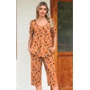 image:imagePOPYOUNG Pajamas for Women Set 2 Piece Summer Lounge Capri Pj Sleepwear  Womens Pajamas Sets Lounge Set Nightwear Comfy for Daily Wear Outfits with Pockets Cooling Pajamas Capri Set for Summer FallHalloween Orange