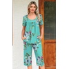 image:imagePOPYOUNG Pajamas for Women Set 2 Piece Summer Lounge Capri Pj Sleepwear  Womens Pajamas Sets Lounge Set Nightwear Comfy for Daily Wear Outfits with Pockets Cooling Pajamas Capri Set for Summer FallMint Green