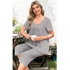 image:imagePOPYOUNG Pajamas for Women Set 2 Piece Summer Lounge Capri Pj Sleepwear  Womens Pajamas Sets Lounge Set Nightwear Comfy for Daily Wear Outfits with Pockets Cooling Pajamas Capri Set for Summer FallGrey