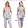 image:imagePOPYOUNG Pajamas for Women Set 2 Piece Summer Lounge Capri Pj Sleepwear  Womens Pajamas Sets Lounge Set Nightwear Comfy for Daily Wear Outfits with Pockets Cooling Pajamas Capri Set for Summer Fall02pjfl Pink Star
