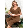 image:imagePOPYOUNG Pajamas for Women Set 2 Piece Summer Lounge Capri Pj Sleepwear  Womens Pajamas Sets Lounge Set Nightwear Comfy for Daily Wear Outfits with Pockets Cooling Pajamas Capri Set for Summer FallBrown