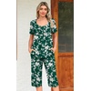 image:imagePOPYOUNG Pajamas for Women Set 2 Piece Summer Lounge Capri Pj Sleepwear  Womens Pajamas Sets Lounge Set Nightwear Comfy for Daily Wear Outfits with Pockets Cooling Pajamas Capri Set for Summer FallLittle Flower Gr