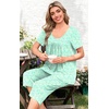 image:imagePOPYOUNG Pajamas for Women Set 2 Piece Summer Lounge Capri Pj Sleepwear  Womens Pajamas Sets Lounge Set Nightwear Comfy for Daily Wear Outfits with Pockets Cooling Pajamas Capri Set for Summer Fall01colorful Green Butterfly