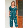 image:imagePOPYOUNG Pajamas for Women Set 2 Piece Summer Lounge Capri Pj Sleepwear  Womens Pajamas Sets Lounge Set Nightwear Comfy for Daily Wear Outfits with Pockets Cooling Pajamas Capri Set for Summer FallBlue Butterfly
