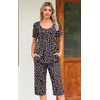 image:imagePOPYOUNG Pajamas for Women Set 2 Piece Summer Lounge Capri Pj Sleepwear  Womens Pajamas Sets Lounge Set Nightwear Comfy for Daily Wear Outfits with Pockets Cooling Pajamas Capri Set for Summer FallLittle Flower Black