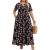 image:imagePOPYOUNG Plus Size Womens Maxi Dress Fall Outfits with Pockets  VNeck  Curvy Flowy Long Dress  Wedding Guest  Vacation Casual  Teacher Formal  Summer BeachGypsophila Black