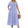image:imagePOPYOUNG Plus Size Womens Maxi Dress Fall Outfits with Pockets  VNeck  Curvy Flowy Long Dress  Wedding Guest  Vacation Casual  Teacher Formal  Summer BeachSpot Blue