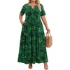image:imagePOPYOUNG Plus Size Womens Maxi Dress Fall Outfits with Pockets  VNeck  Curvy Flowy Long Dress  Wedding Guest  Vacation Casual  Teacher Formal  Summer BeachLeaf Green