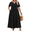 image:imagePOPYOUNG Plus Size Womens Maxi Dress Fall Outfits with Pockets  VNeck  Curvy Flowy Long Dress  Wedding Guest  Vacation Casual  Teacher Formal  Summer Beach1black