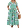 image:imagePOPYOUNG Plus Size Womens Maxi Dress Fall Outfits with Pockets  VNeck  Curvy Flowy Long Dress  Wedding Guest  Vacation Casual  Teacher Formal  Summer BeachMint Green